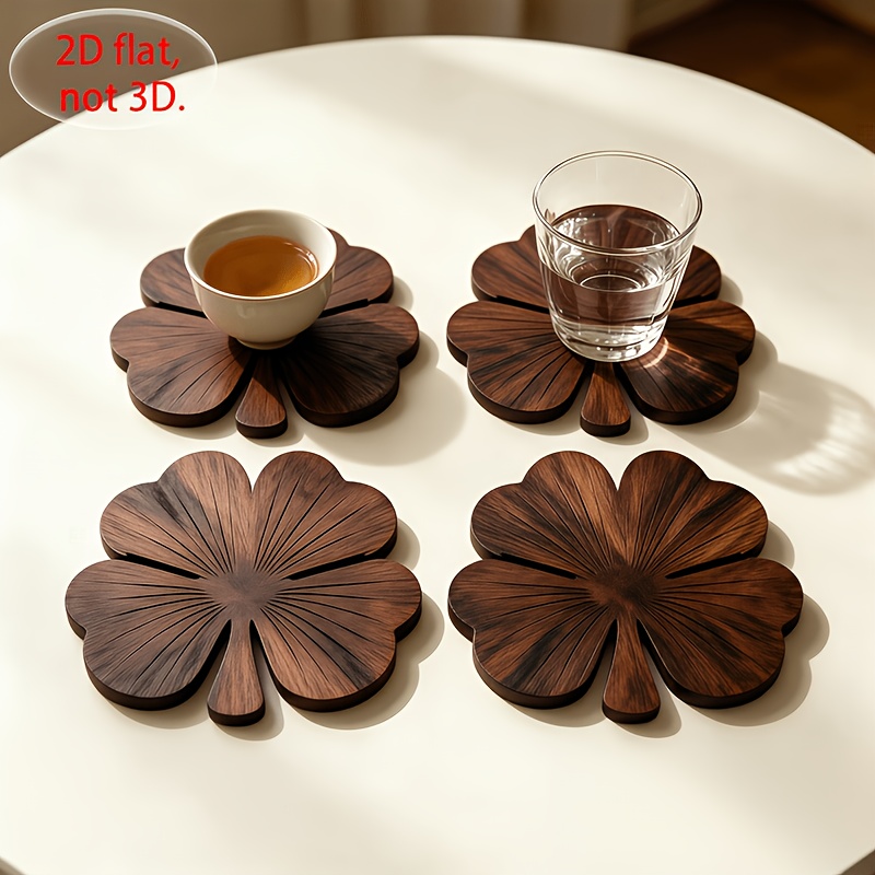 Coffee Tea And Sugar Set - 4 posavasos de madera planos 2D