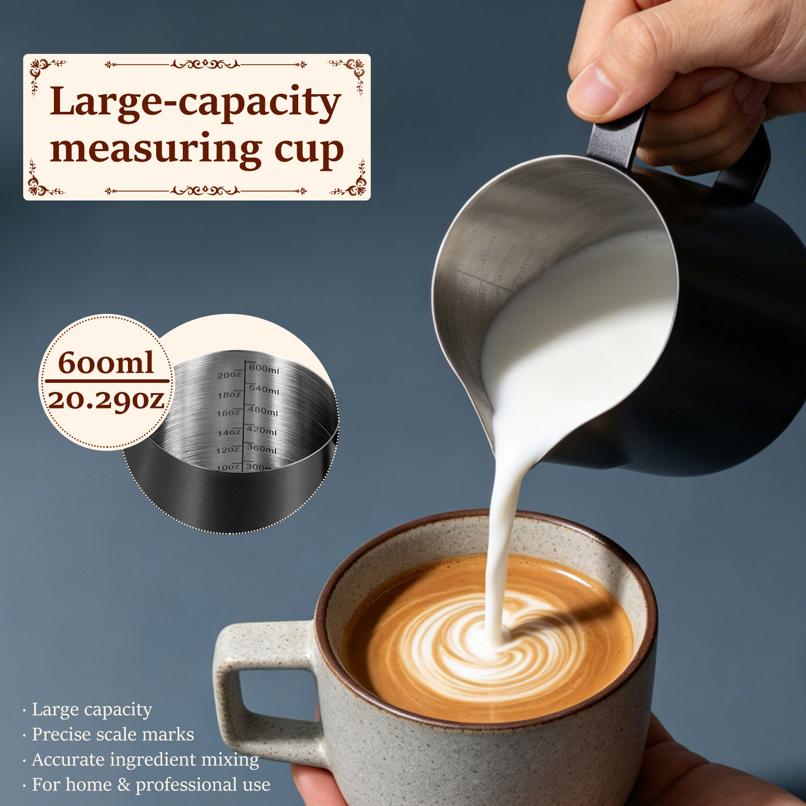 Jarra de acero inoxidable de 6 - Barista Milk Jug reseña y precio