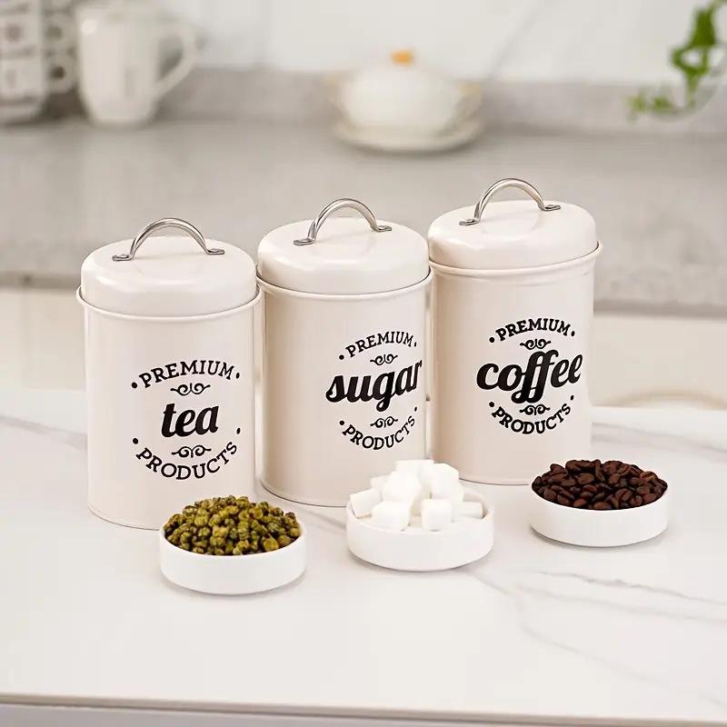 3 recipientes metálicos redond - Coffee Tea Sugar reseña y precio