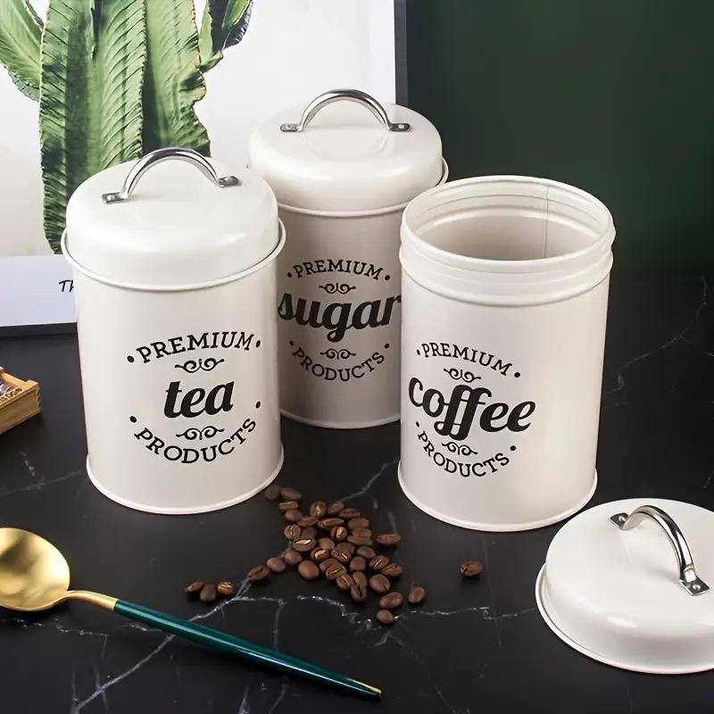 3 recipientes metálicos redond - Coffee Tea Sugar reseña y precio